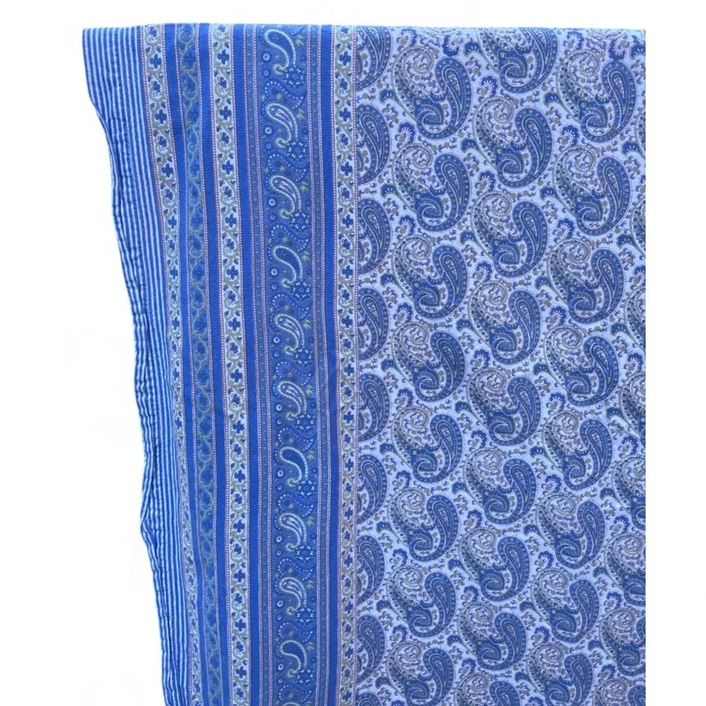 Williams Sonoma Jaipur Print Tablecloth Blue White 70x108 Paisley